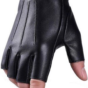 New Small Fingerless Driving Gloves Faux Leather Punk Sport Half Finger Gloves